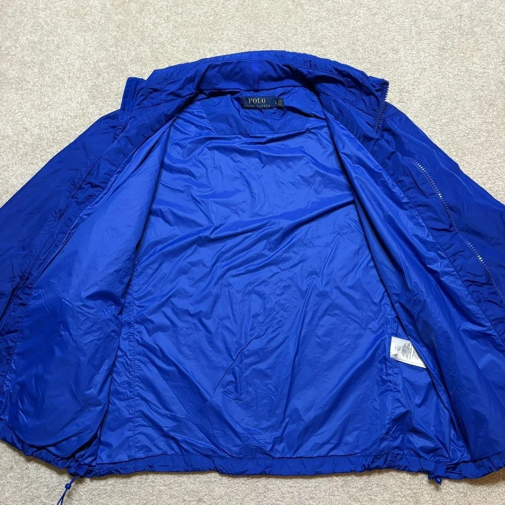 Polo Ralph Lauren Jacket Mens Large Blue Windbreaker Zip‎ Pockets Lightweight